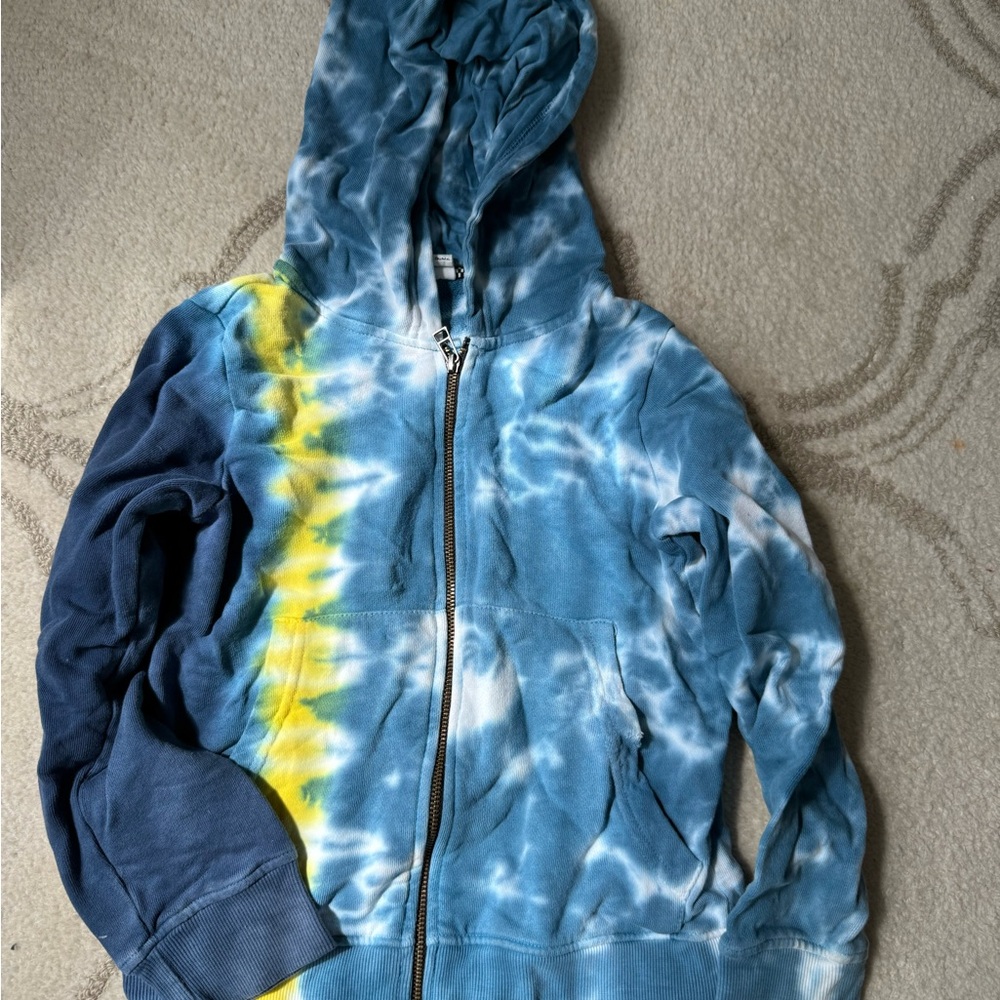 Blue Tie-Dye Zip-Up Hoodie